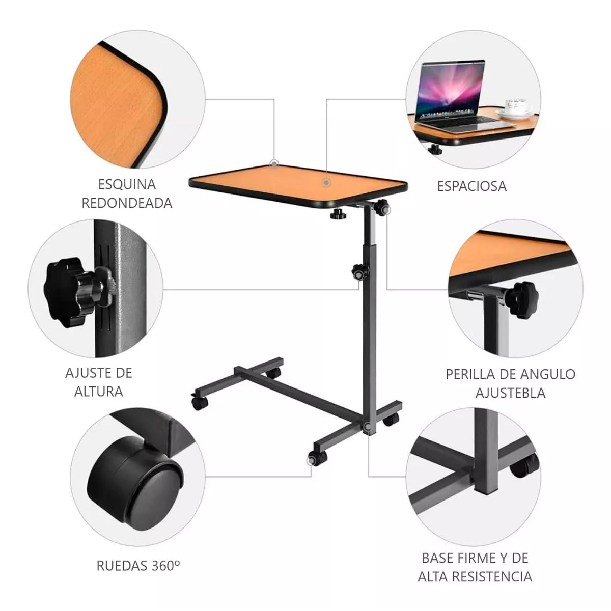 Mesa Reclinable Lateral Hospitalario Cama Altura Ajustable 1101A