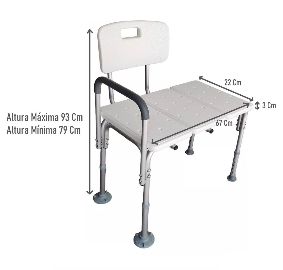 Silla De Transferencia Para Tina Y Ducha Aluminio Con Respaldo 502B