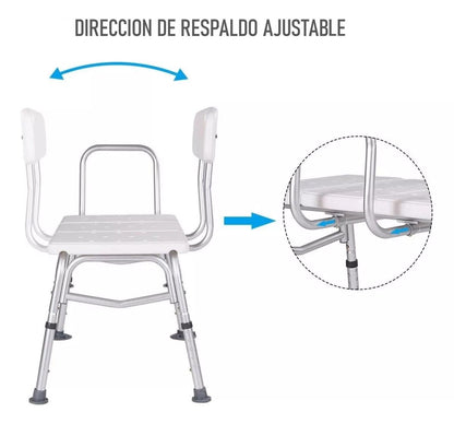 Silla De Transferencia Para Tina Y Ducha Aluminio Con Respaldo 502B