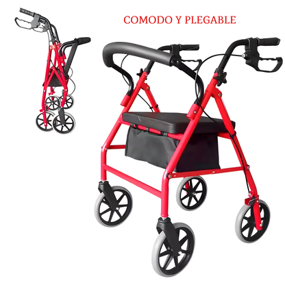 Andador Burrito Ortopedico 4 Ruedas Con Asiento Y Bolso 3004D