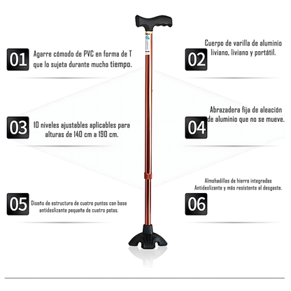 Baston Ortopedico Altura Regulable Adulto Mayor Bronce