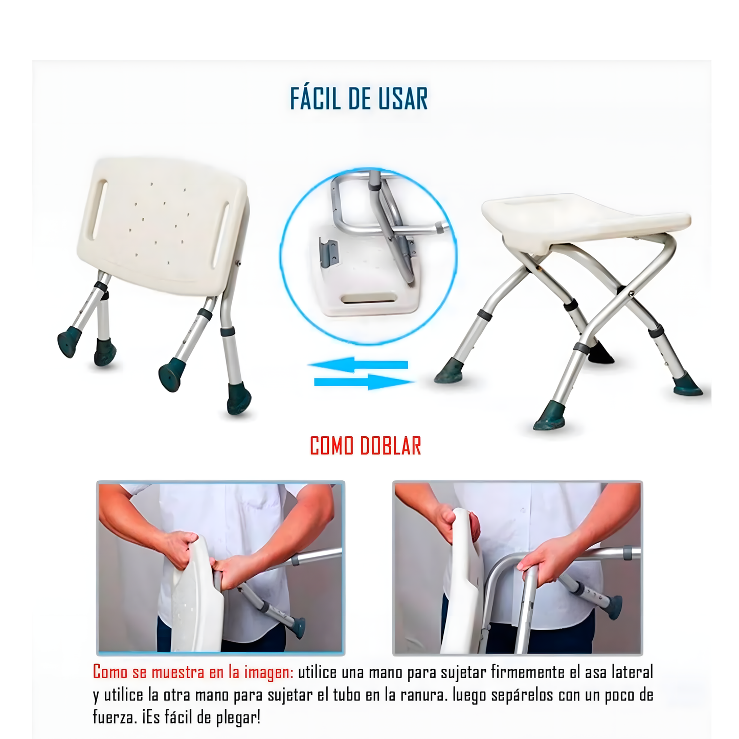 Piso O Banca De Ducha Plegable Con Altura Regulable 203C OBX