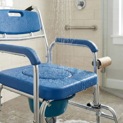 Silla de Ruedas para Baño y WC con Asiento Acolchado - Aluminio Premium 3 en 1 | Oneder