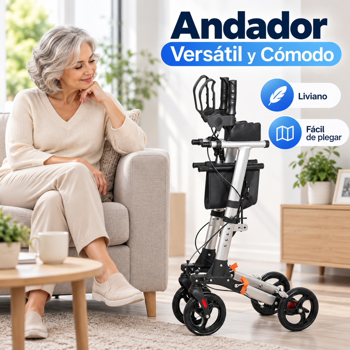 Andador Burrito Vertical con Apoyo de Antebrazos y Asiento 1003C