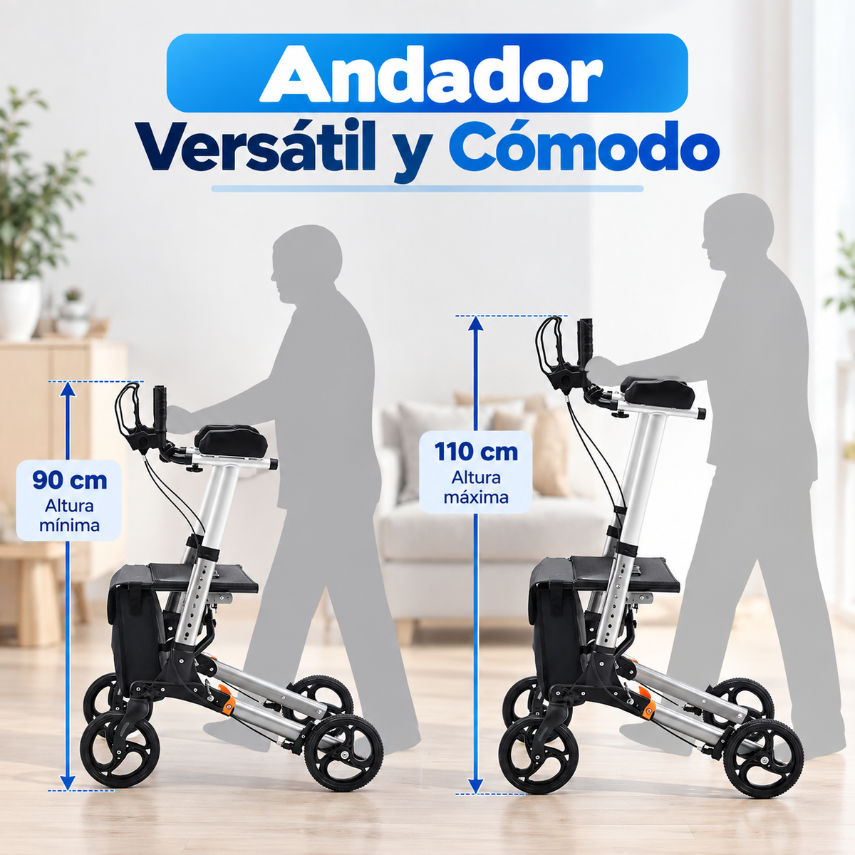 Andador Burrito Vertical con Apoyo de Antebrazos y Asiento 1003C