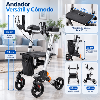 Andador Burrito Vertical con Apoyo de Antebrazos y Asiento 1003C