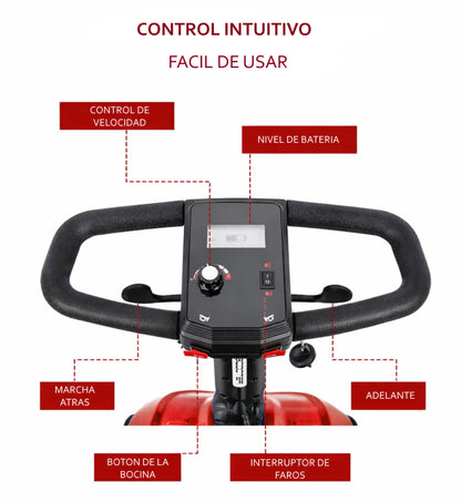 Silla Electrica Scooter Cuatro Ruedas Con Respaldo Y Asiento YL-09B