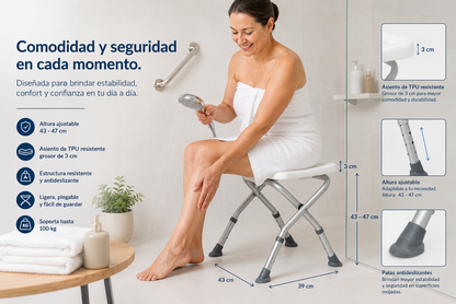 Piso O Banca De Ducha Plegable Con Altura Regulable 203C