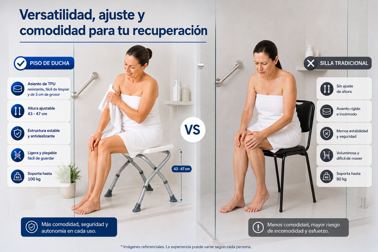 Piso O Banca De Ducha Plegable Con Altura Regulable 203C