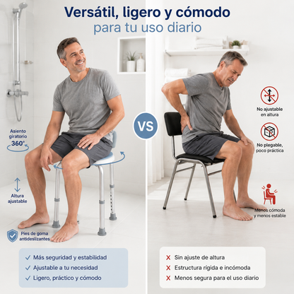 Piso Silla De Ducha Giratorio Redondo Altura Ajustable 103C