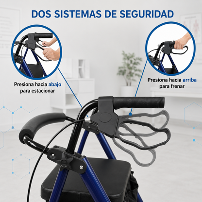 Andador Burrito Ortopedico Plegable 4 Ruedas Bolso Y Asiento 3004B-1
