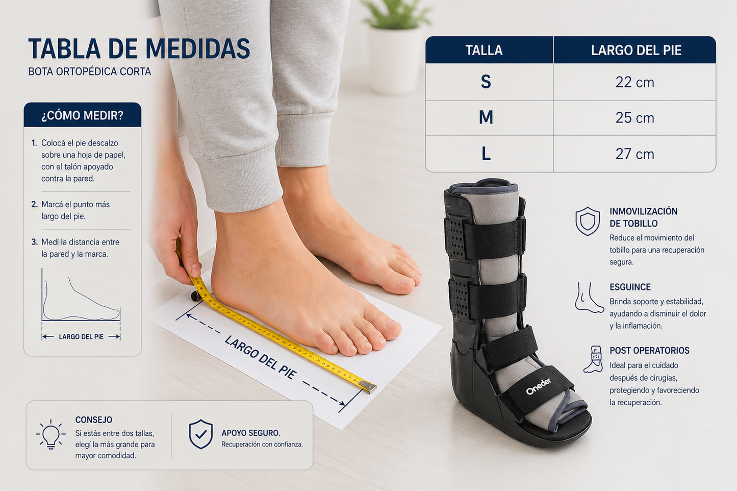 Bota Larga Ortopédica Inmovilizadora Liviana Premium