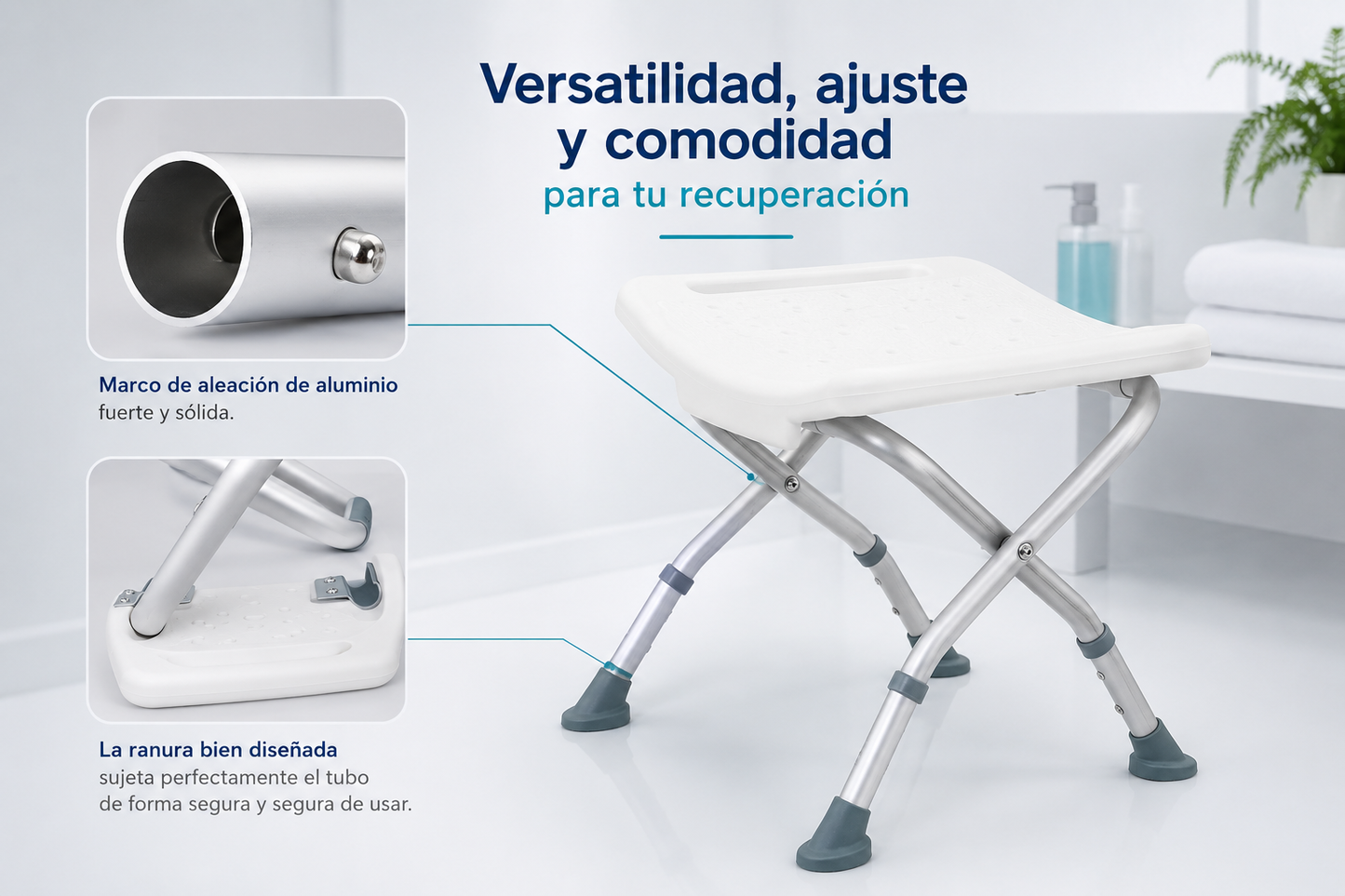 Piso O Banca De Ducha Plegable Con Altura Regulable 203C