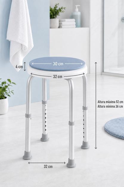 Piso Silla De Ducha Giratorio Redondo Altura Ajustable 103C