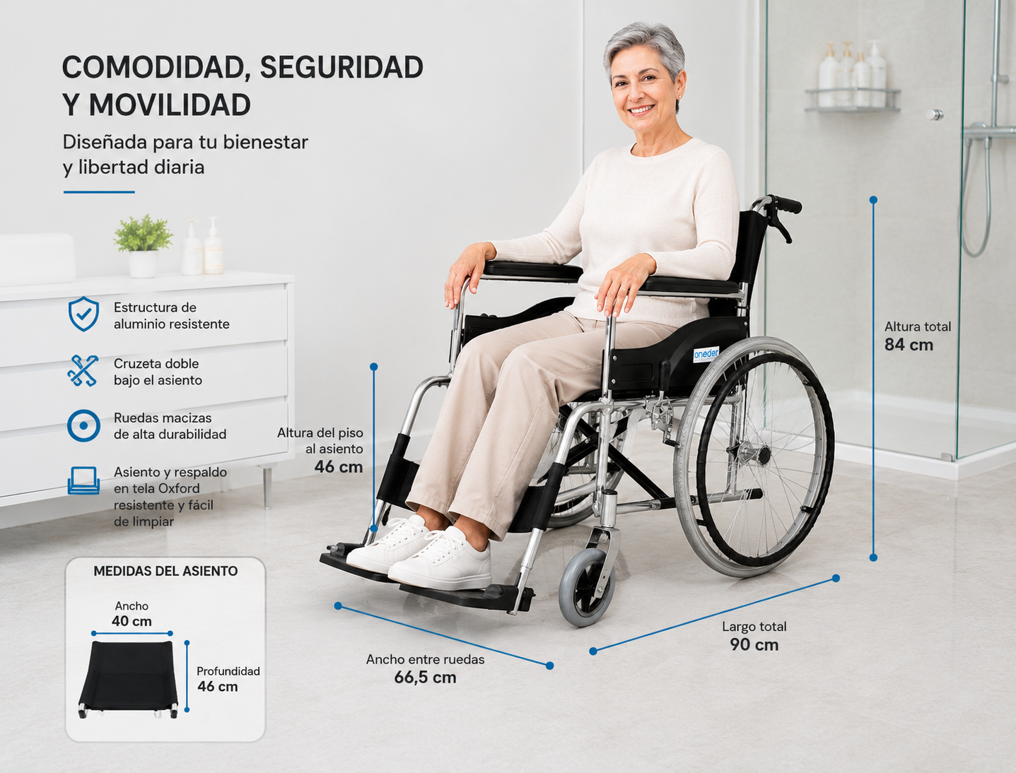 Silla De Ruedas Aluminio Liviana Plegable Doble Freno Oneder
