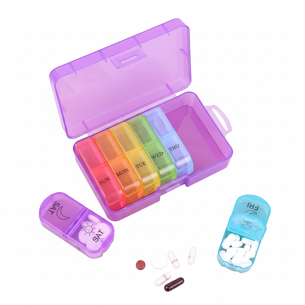 Pastillero Semanal Organizador Portátil De 2 Tomas - 7 Dias