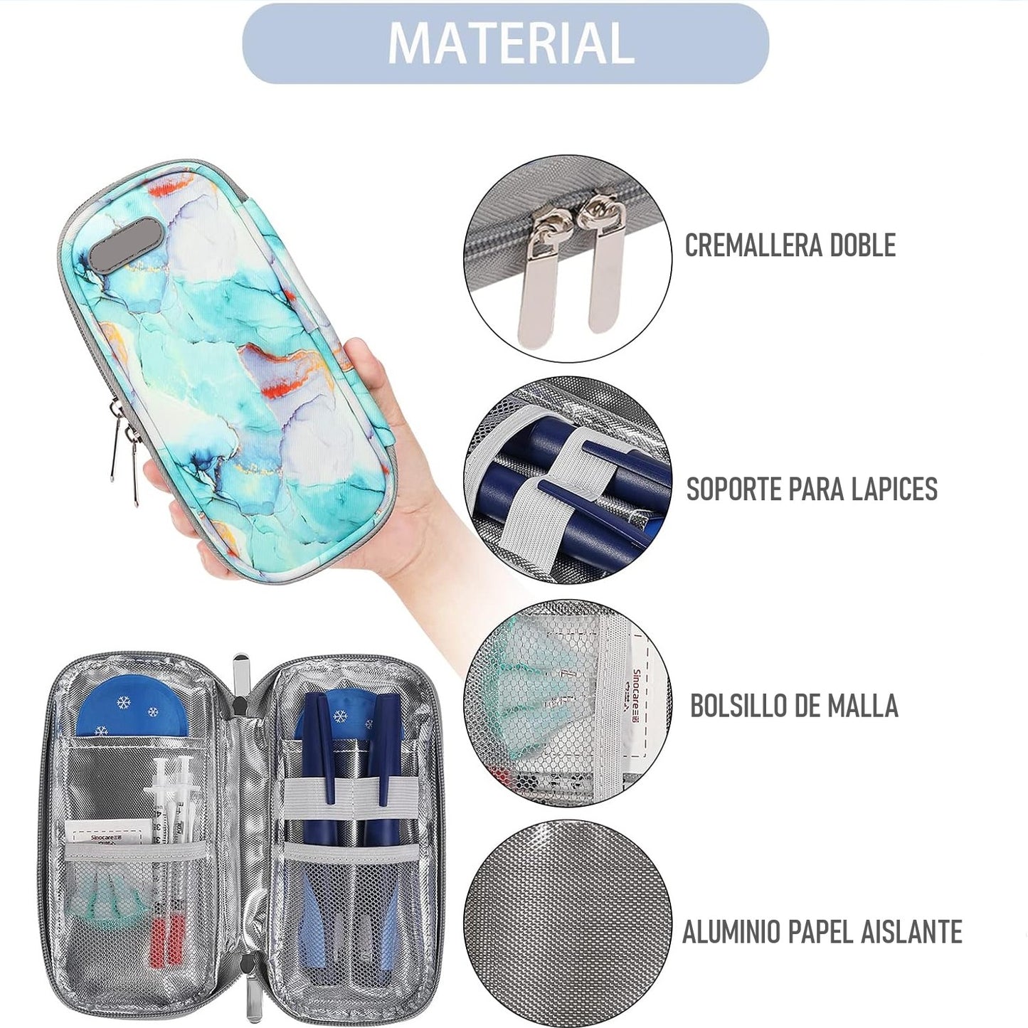 Enfriador Estuche De Viaje Diabéticos Bolso Cooler Porta Medicamentos