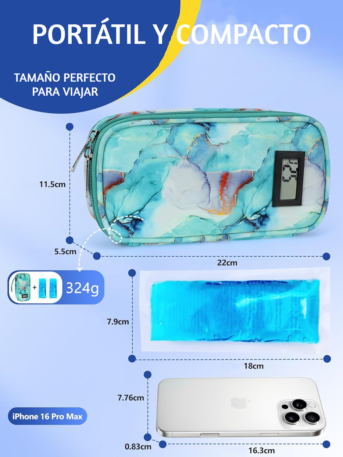 Bolso Estuche De Viaje Porta Insulina Refrigerante Cooler Portatil