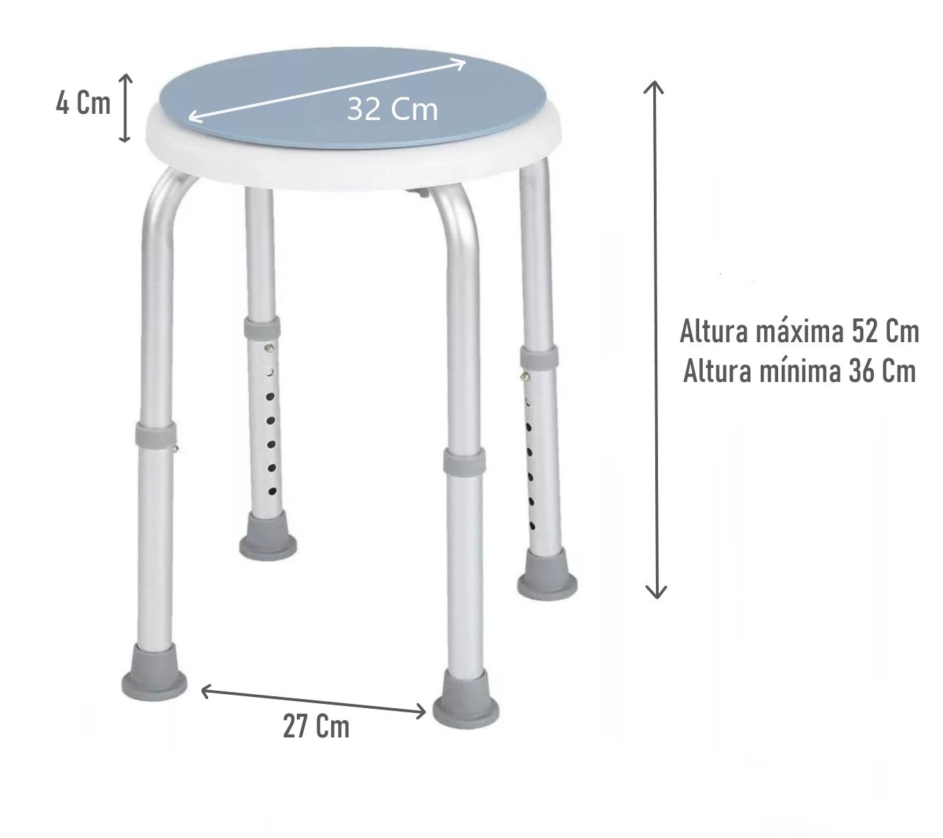 Piso Silla De Ducha Giratorio Redondo Altura Ajustable 103C