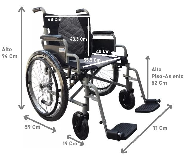Silla De Ruedas Bariatrica Plegable Rueda Neumatica Trasera KJT605E
