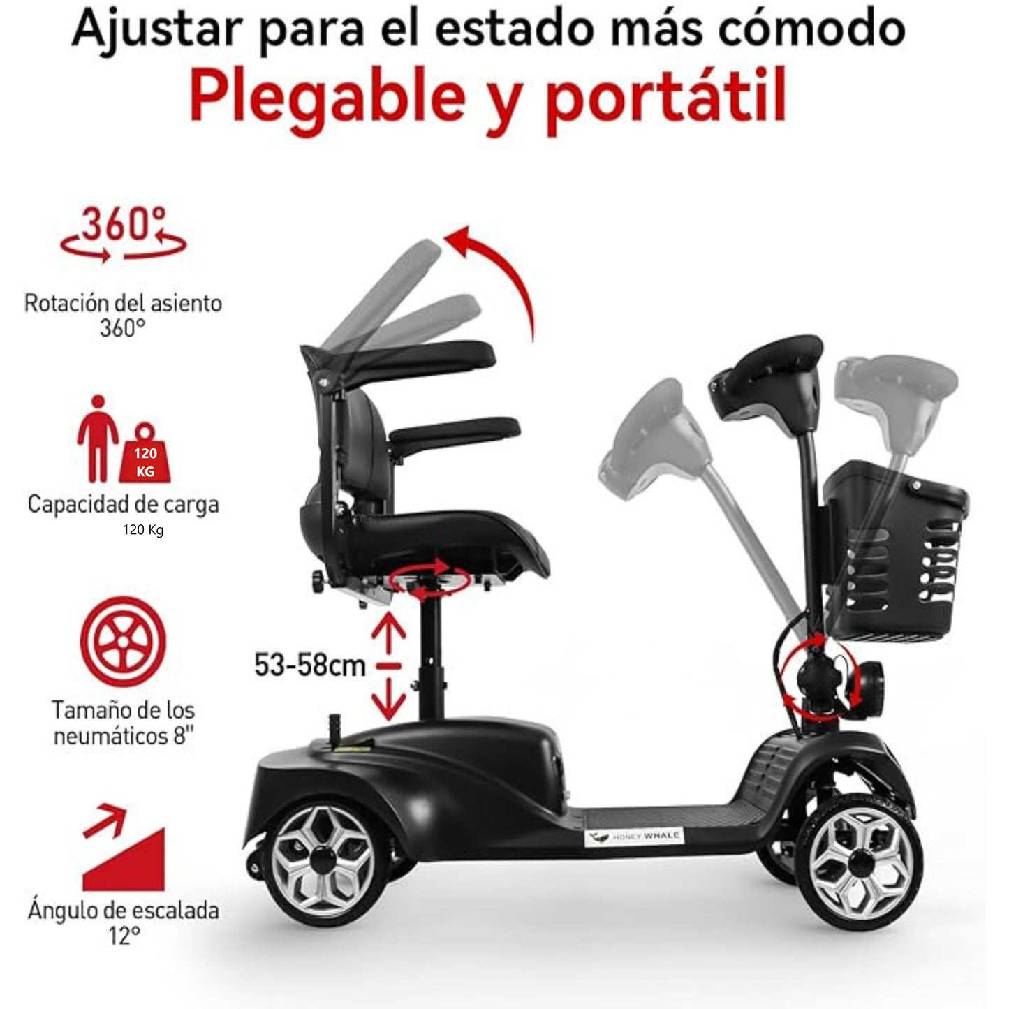 Silla Scooter Electrico Cuatro Ruedas Con Asiento Giratorio 360 Grados YL-07