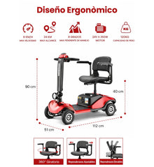 Silla Electrica Scooter Cuatro Ruedas Con Respaldo Y Asiento YL-09B