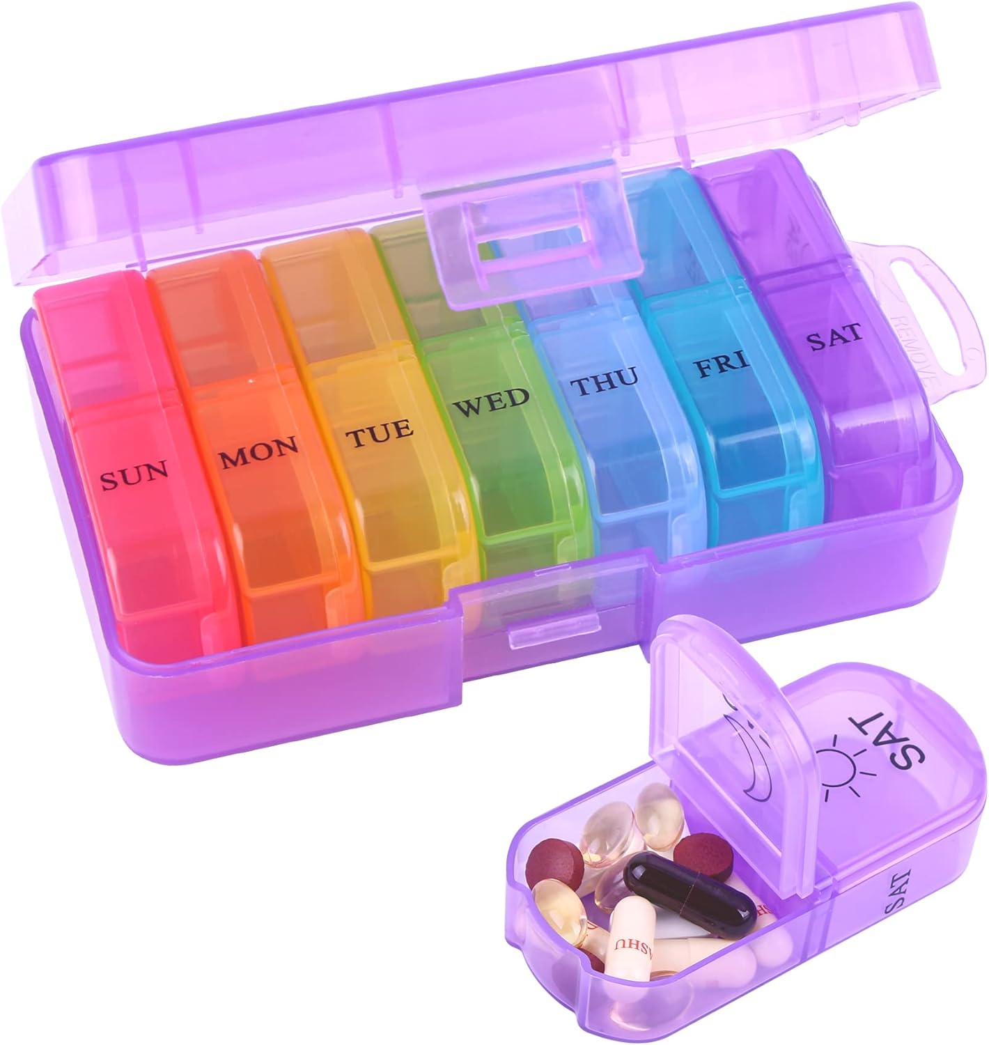 Pastillero Semanal Organizador Portátil De 2 Tomas - 7 Dias