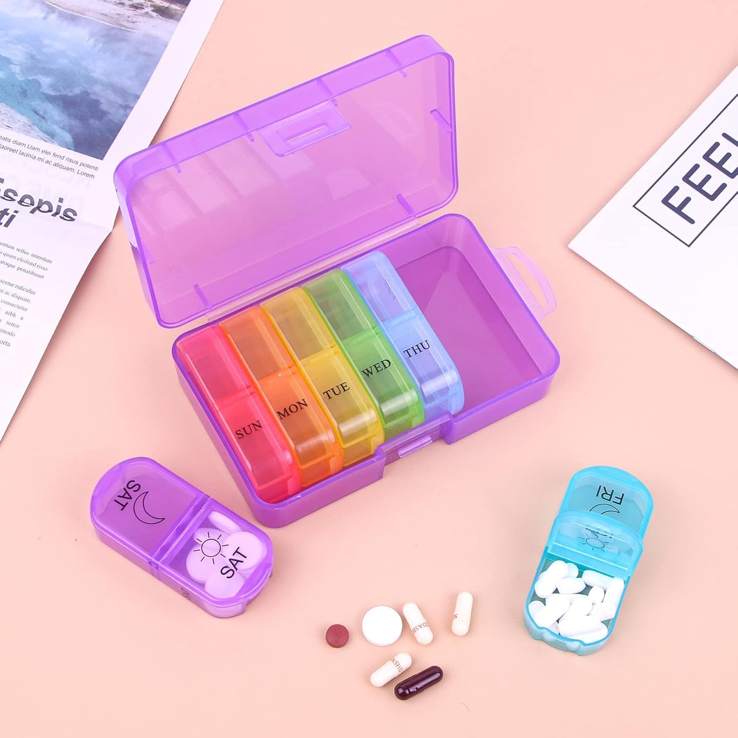 Pastillero Semanal Organizador Portátil De 2 Tomas - 7 Dias