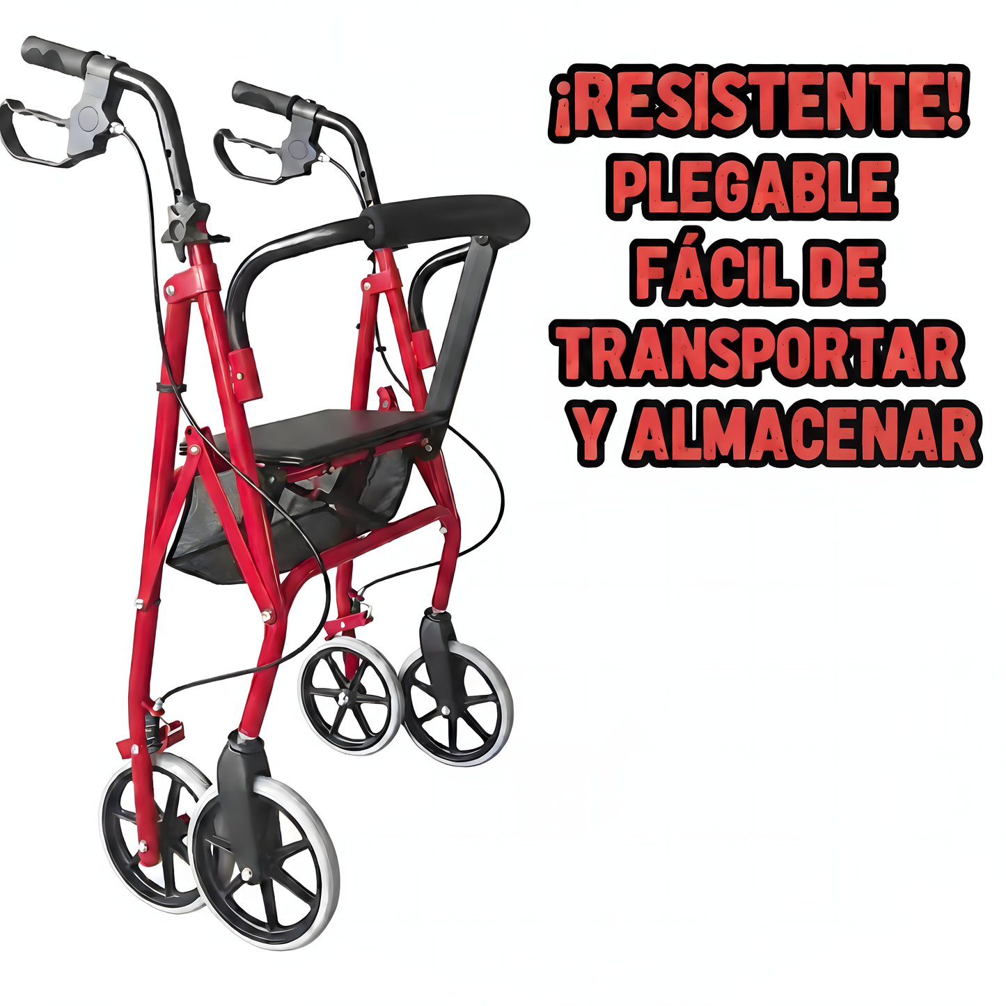 Andador Burrito Ortopedico 4 Ruedas Con Asiento Y Bolso 3004D