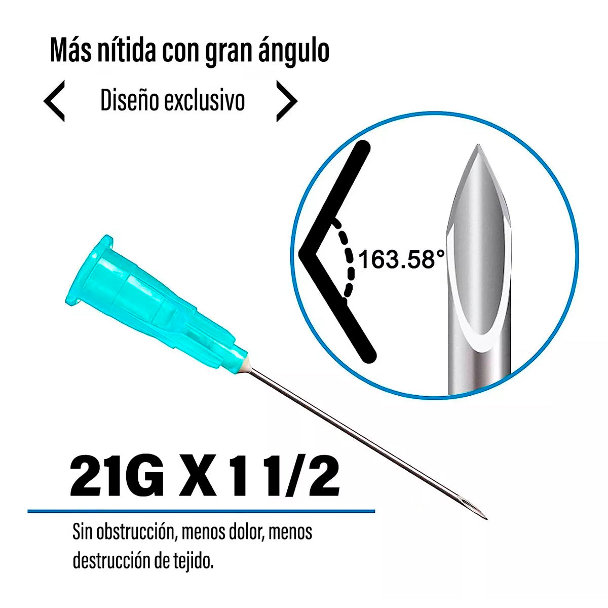 Aguja Hipodermica 21g X 1 1/2 - Caja 100 Unds Cranberry