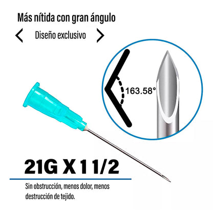 Aguja Hipodermica 21g X 1 1/2 - Caja 100 Unds Cranberry
