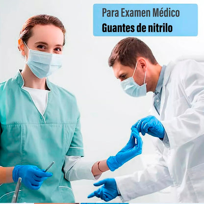 Guantes De Nitrilo Azul Sin Polvo - Caja X 100 Unds