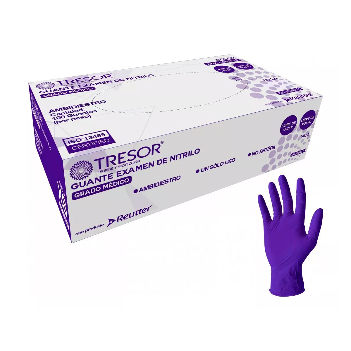 Guantes De Nitrilo Azul Cobalto Sin Polvo - Caja 100 Unds