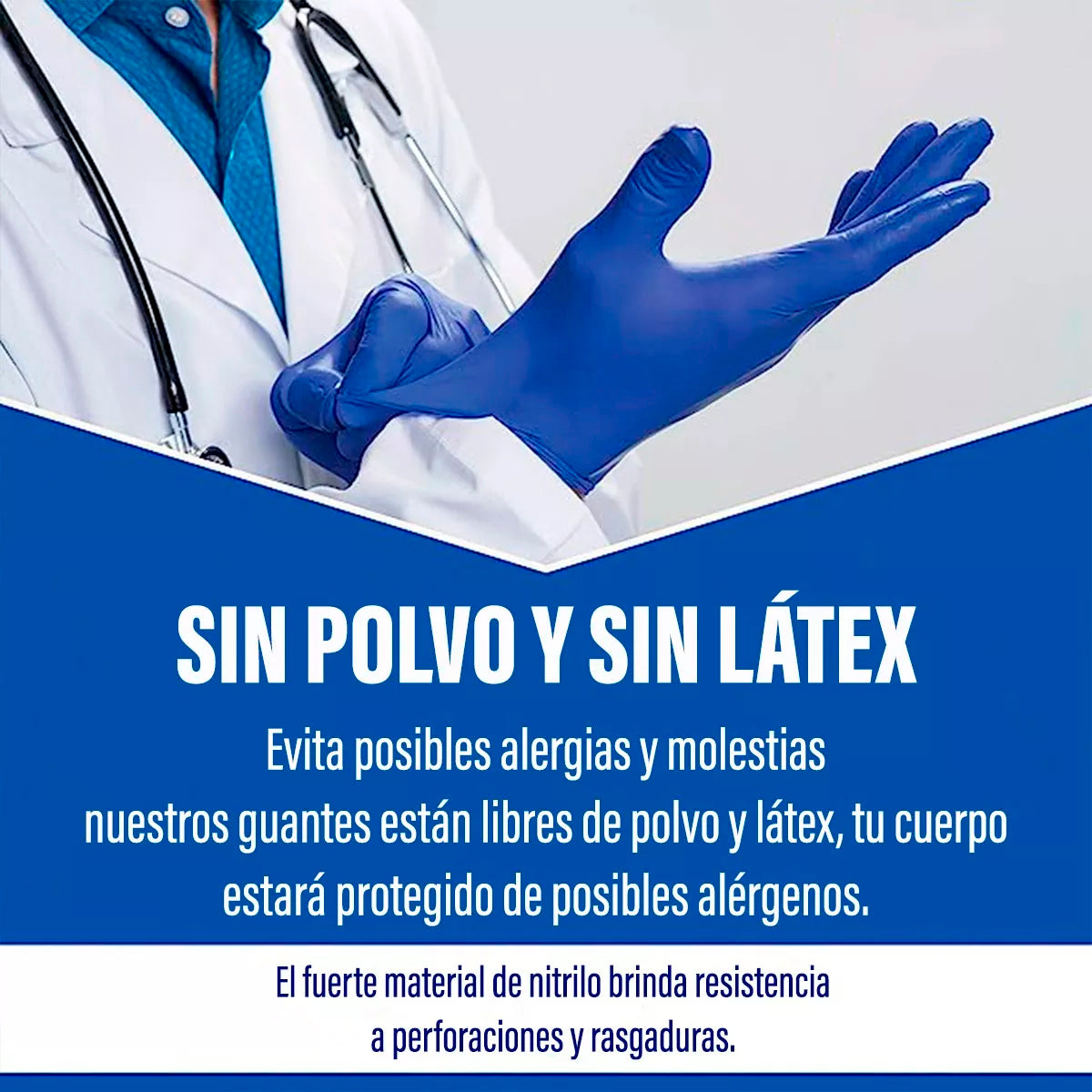 Guantes De Nitrilo Azul Cobalto Sin Polvo - Caja 100 Unds