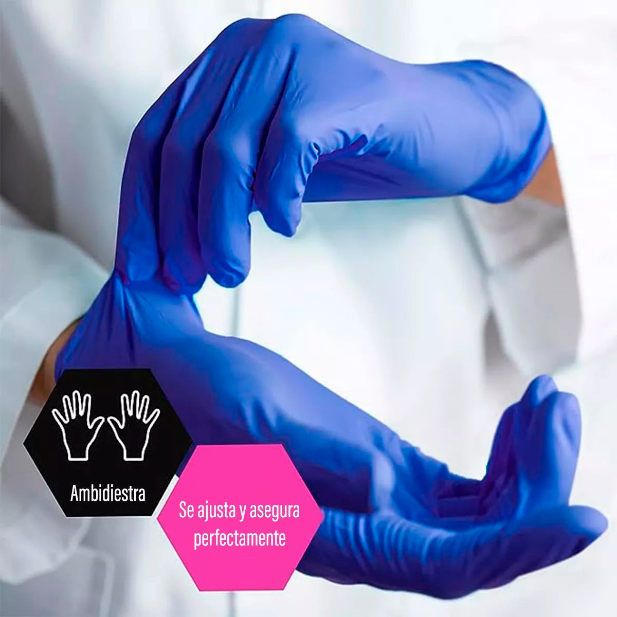 Guantes De Nitrilo Azul Cobalto Sin Polvo - Caja 100 Unds