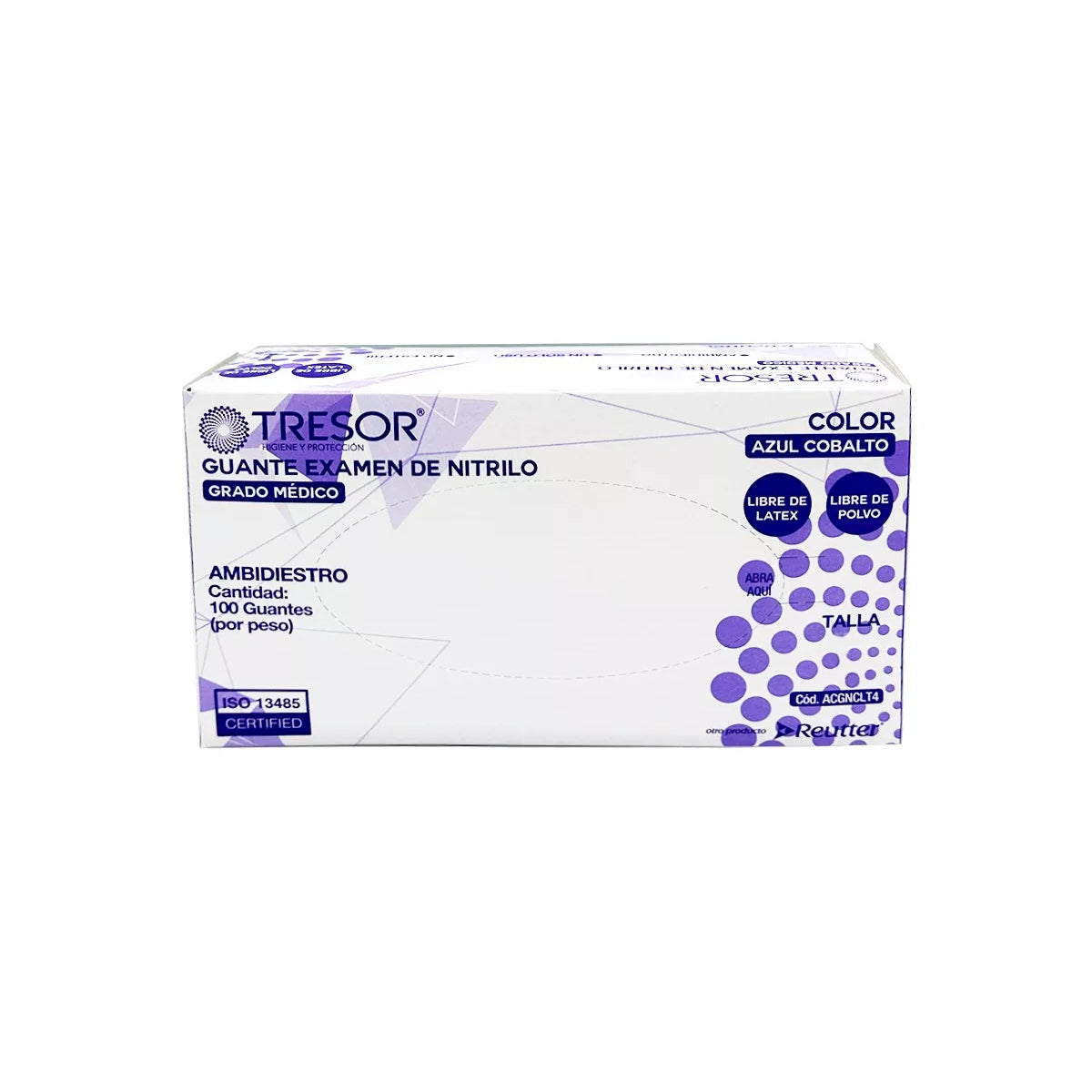 Guantes De Nitrilo Azul Cobalto Sin Polvo - Caja 100 Unds