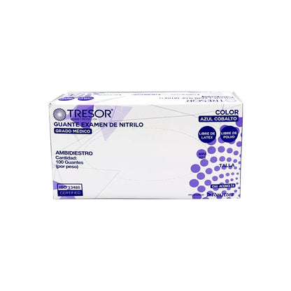 Guantes De Nitrilo Azul Cobalto Sin Polvo - Caja 100 Unds