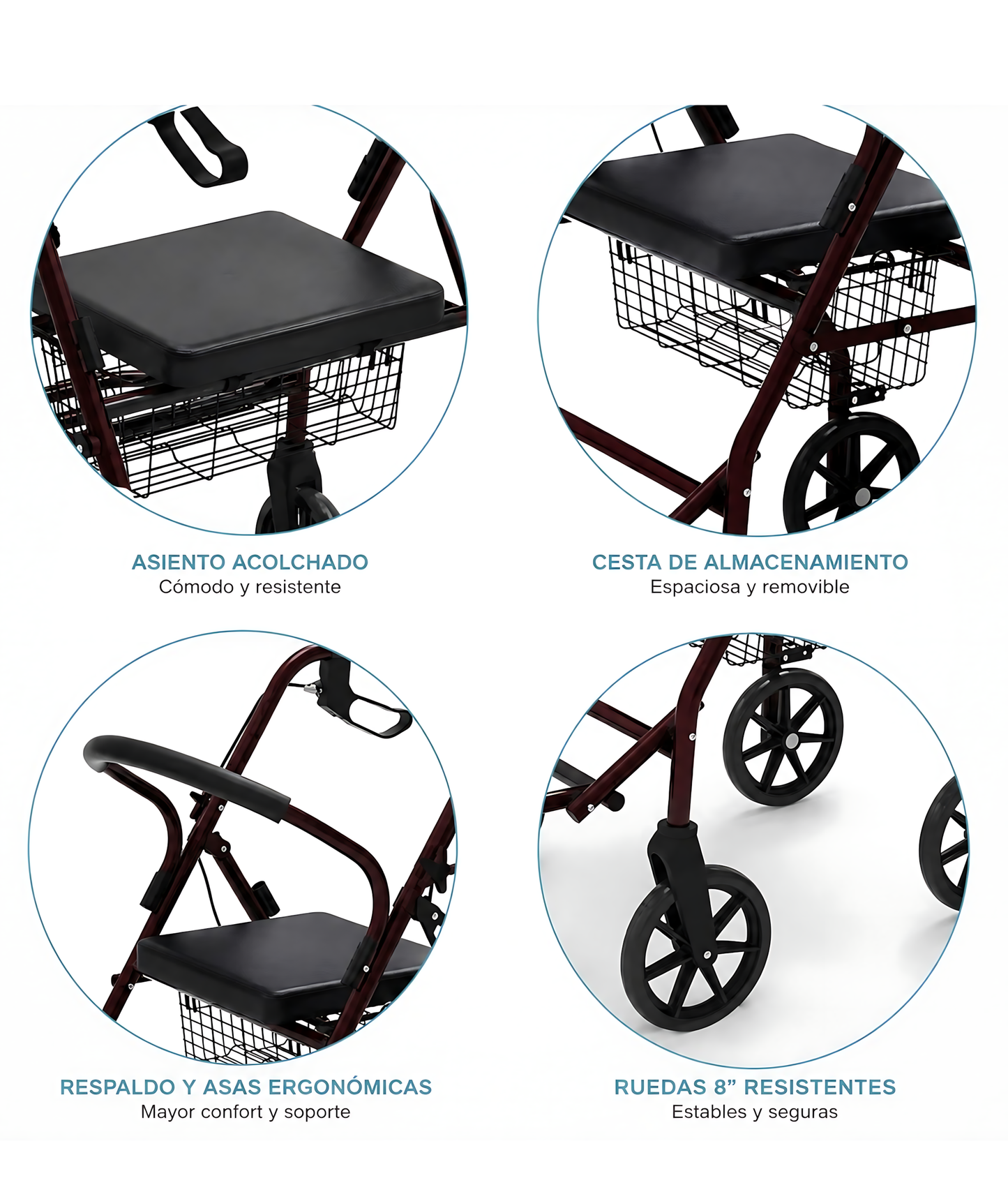 Andador Burrito Ortopedico Con Asiento 4 Ruedas Plegable