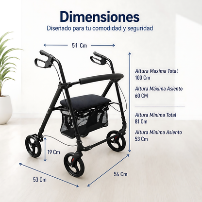 Andador 4 Ruedas Burrito Con Asiento Y Canasto Plegable 1004D