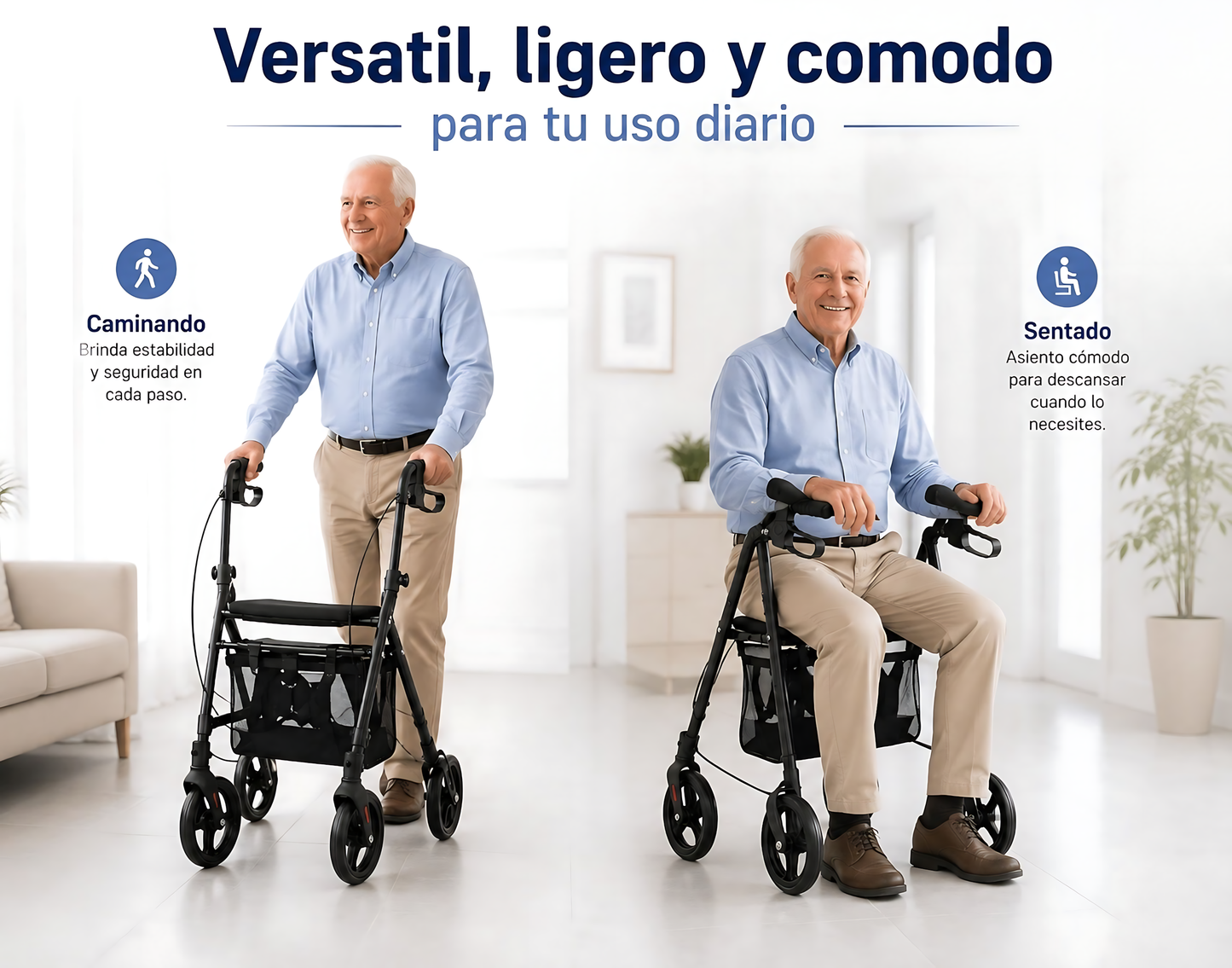 Andador 4 Ruedas Burrito Con Asiento Y Canasto Plegable 1004D