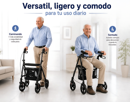 Andador 4 Ruedas Burrito Con Asiento Y Canasto Plegable 1004D