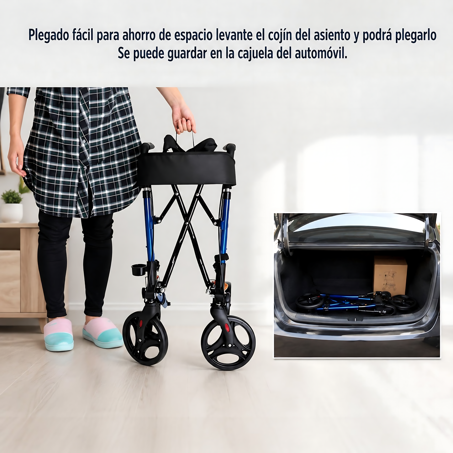 Andador Burrito Ortopedico Plegable Adulto 4 Ruedas Asiento