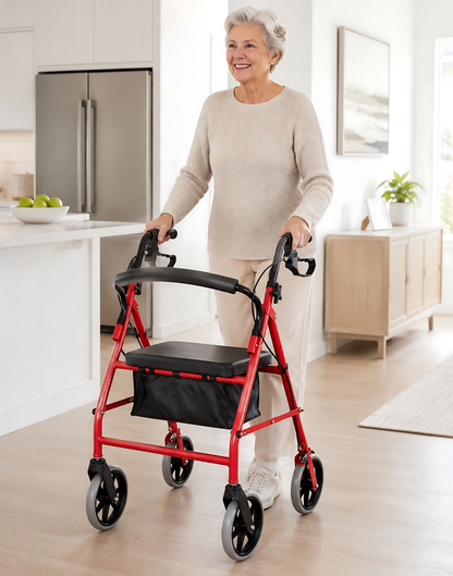Andador Burrito Ortopedico 4 Ruedas Con Asiento Y Bolso 3004D
