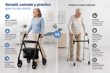 Andador 4 Ruedas Burrito Con Asiento Y Canasto Plegable 1004D