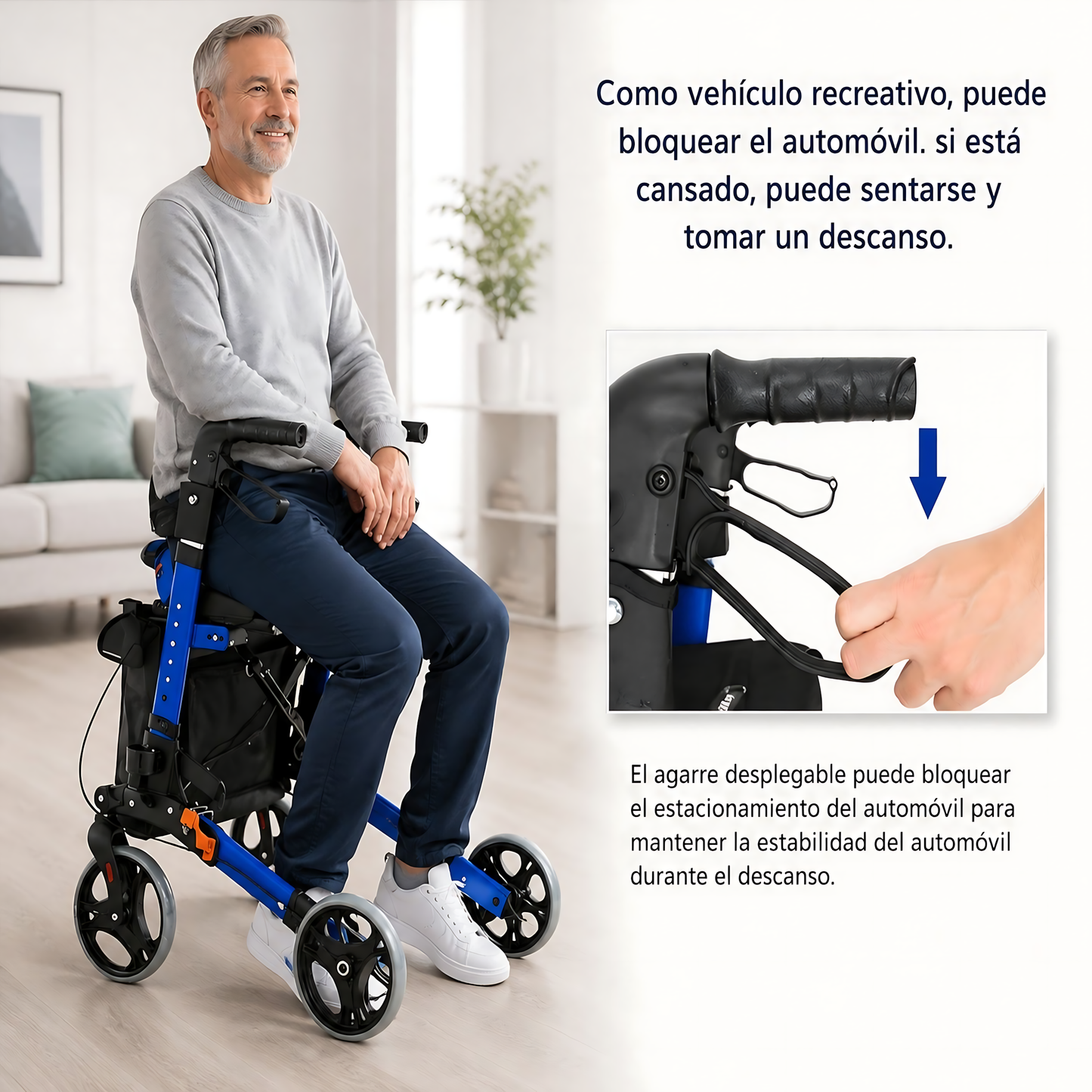 Andador Burrito Ortopedico Plegable Adulto 4 Ruedas Asiento