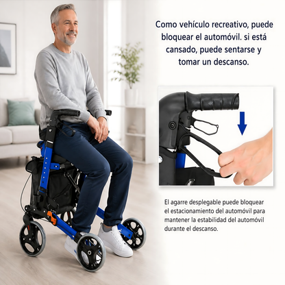Andador Burrito Ortopedico Plegable Adulto 4 Ruedas Asiento