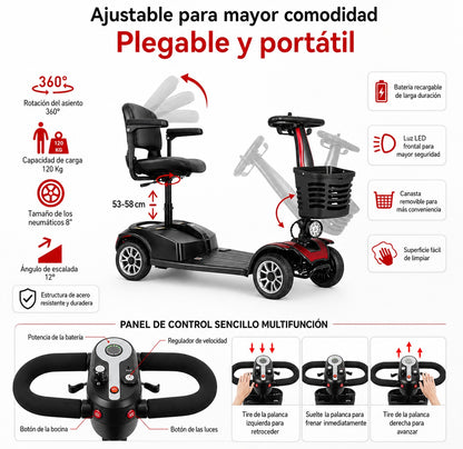 Silla Scooter Electrico Cuatro Ruedas Con Asiento Y Respaldo YL-01