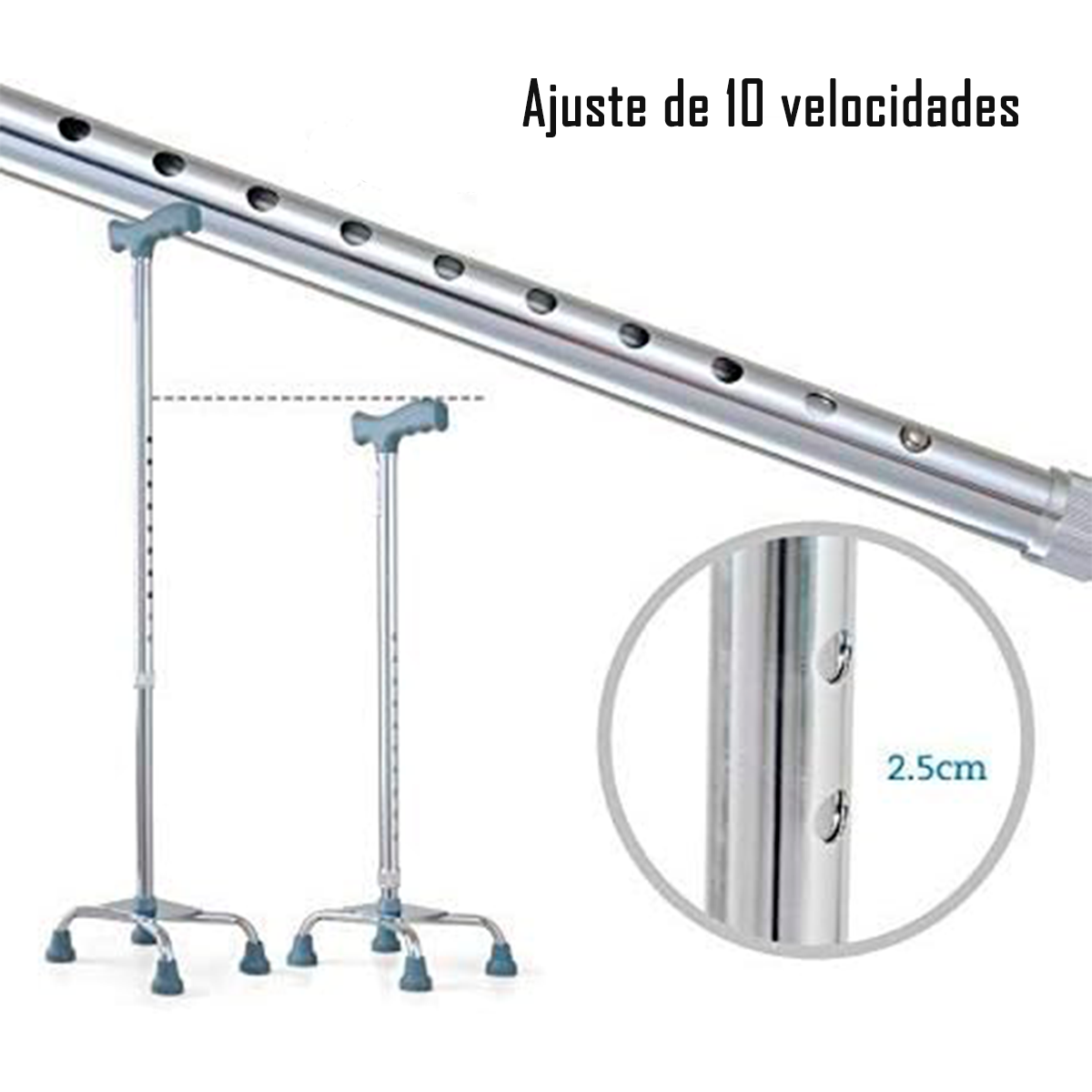 Baston Cuadruple Ortopedico Adulto Mayor Ancianos 4 Patas