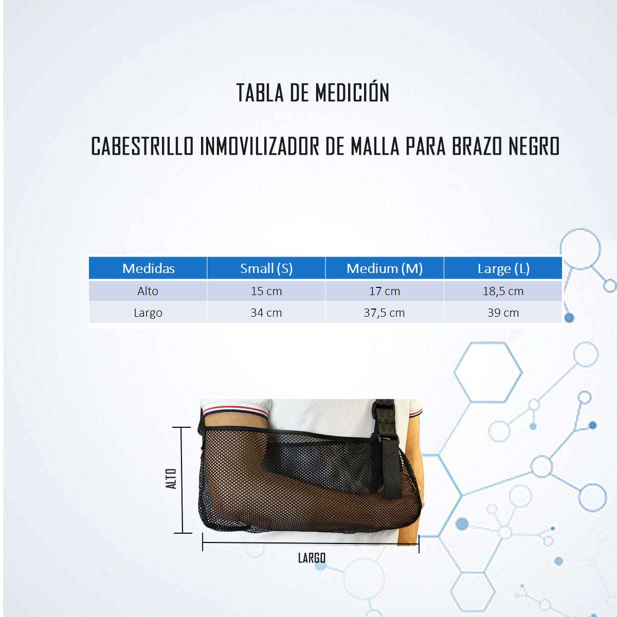 Cabestrillo Inmovilizador Malla Para Brazo Talla S Negro Oneder