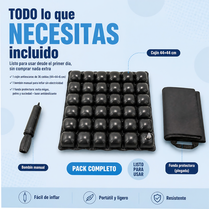 Cojin Picaron Antiescaras Cuadrado Inflable Negro